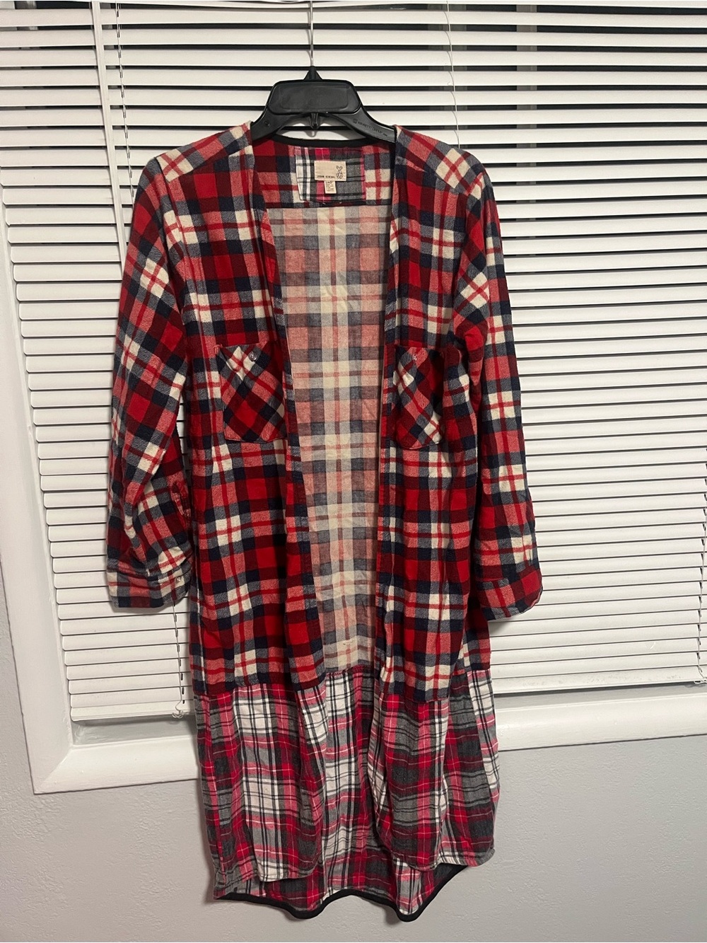 Urban Renewal Red Plaid Open-Front Duster